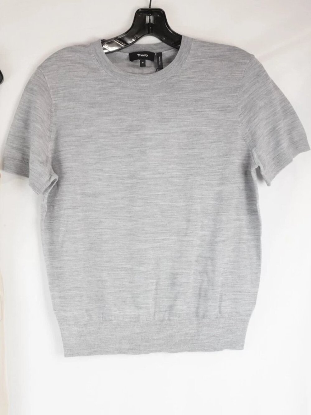 Theory Regal Wool Basic Tee in Cool Heather Grey Travel Work School Event Church
